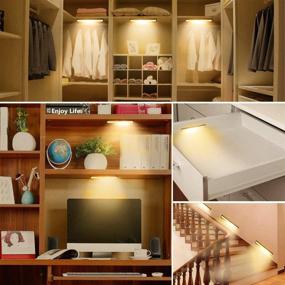 img 2 attached to 🔦 Wireless USB Rechargeable Motion Sensor Cabinet Light - 18 LED Warm Lights for Kitchen, Closet, Wardrobe - Battery Powered Operated - Easy Stick On Installation - 2Pack