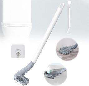 img 4 attached to Silicone Golf Toilet Brush with Long Handle, 360° Flexible Head for Deep Cleaning - White