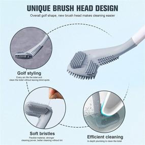 img 2 attached to Silicone Golf Toilet Brush with Long Handle, 360° Flexible Head for Deep Cleaning - White