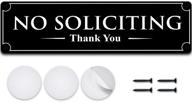 🛑 no soliciting sign for house or business - premium quality acrylic - 2.2" x 8.25" - apply to door or wall - includes adhesives and screws - ideal anti-solicitation notice to stop all solicitors+ logo