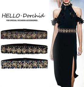 img 3 attached to Dorchid Rhinestone Crystal Waistband Champagne Women's Accessories in Belts