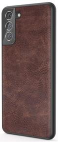 img 4 attached to 📱 Salawat Galaxy S21 Case - Slim Vintage Leather Shockproof Phone Cover - Lightweight PU Bumper PC Hybrid Protection - Compatible with Samsung Galaxy S21 6.2inch 2021 (Dark Brown)