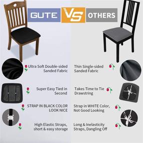 img 2 attached to 🪑 Gute Chair Seat Covers: Stylish & Stretchable Dining Room Chair Protectors with Ties - Set of 4, Black