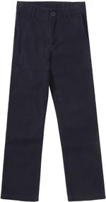 img 2 attached to 👖 Cotton Stretchy Twill Adjust Waist Pants for Girls' School Uniforms: Bienzoe's Perfect Choice