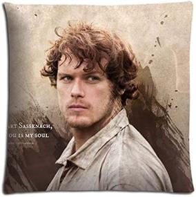 img 2 attached to 🛏️ Nadjia Billings 18x18 inch 45x45 cm Outlander Cool Zippered Bed Pillow Shell Cases, Polyester and Cotton Blend