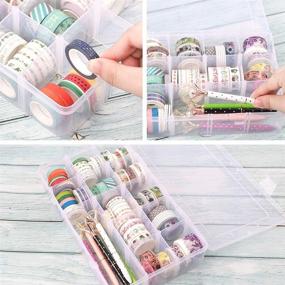 img 1 attached to 📦 SGHUO 15 Large Grids Organizer Box for Washi Tape, Pack of 3 - 15 Compartment Plastic Storage Box with Dividers for Ribbon, Crafts, Art Supplies, Tackle Box - Size 10.9x6.5x2.2 inches