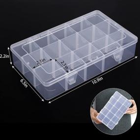 img 3 attached to 📦 SGHUO 15 Large Grids Organizer Box for Washi Tape, Pack of 3 - 15 Compartment Plastic Storage Box with Dividers for Ribbon, Crafts, Art Supplies, Tackle Box - Size 10.9x6.5x2.2 inches