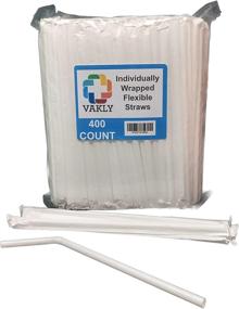 img 4 attached to 400 Pack of Disposable, Flexible and Food Safe Plastic Drinking Straws - Individually Wrapped - 7.75 Inches Long, White