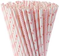 🥤 alink biodegradable pink paper straws - 100 pack for juice, cocktail, smoothies, birthdays, weddings, showers, and christmas decorations logo