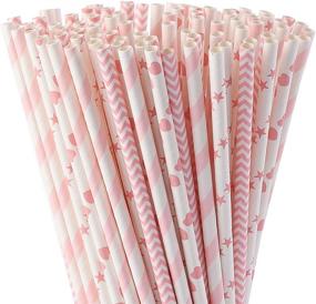 img 4 attached to 🥤 ALINK Biodegradable Pink Paper Straws - 100 Pack for Juice, Cocktail, Smoothies, Birthdays, Weddings, Showers, and Christmas Decorations