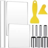 🔧 ultimate diy clay tools set: 12-piece acrylic clay roller with acrylic sheet, stainless steel circle cutter, plastic scraper, backing board, assisted shovel, rubber clay, polymer rolling pin - perfect for crafting! logo