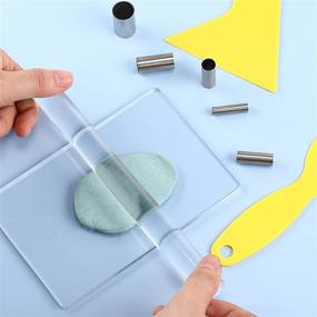 img 1 attached to 🔧 Ultimate DIY Clay Tools Set: 12-Piece Acrylic Clay Roller with Acrylic Sheet, Stainless Steel Circle Cutter, Plastic Scraper, Backing Board, Assisted Shovel, Rubber Clay, Polymer Rolling Pin - Perfect for Crafting!