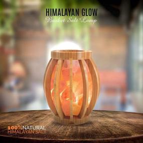 img 2 attached to 🔮 Himalayan Glow 1348B Pink Salt Chunks Bamboo Basket Night Light, 2-Pack