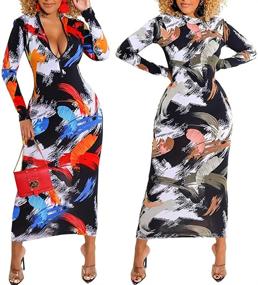 img 3 attached to Xuan2Xuan3 Dresses Printed Bodycon Evening Women's Clothing