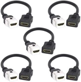 img 4 attached to 🔌 VCE 5-Pack HDMI Кейстоун Jack Адаптер - HDMI Женский к Женской Пигтейл Удлинительный Кабель, Разъем Jack, длиной 6 дюймов