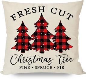 img 1 attached to 🎄 Set of 4 PANDICORN Farmhouse Christmas Pillow Covers 18x18 - Black and Red Buffalo Plaid Check Decorations for Christmas, Trees, Truck, Wreath - Holiday Home and Outdoor Throw Pillow Cases