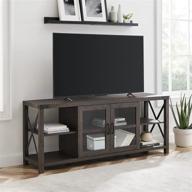 📺 discover the walker edison sedalia modern farmhouse double glass door stand for tvs up to 65 inches, sable grey - enhance your home entertainment! logo
