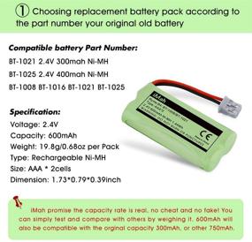 img 3 attached to 🔋 iMah BT-1021 BBTG0798001 Phone Battery - Compatible with Uniden BT1021 D1361 D1364 D1481 D1483 D1680 D1685 D1688 D1760 D1780 D1788 D1880 D2998 D3097 D3098 DECT2185 Handset Telephone - Pack of 3