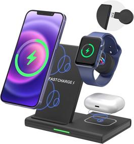 img 4 attached to 🔌 LAUDTEC Wireless Charger Stand: 3-in-1 Charging Station for Apple Watch, iPhone, Samsung, and AirPods - Fast 15W Qi Charging, Portable USB iWatch Charger