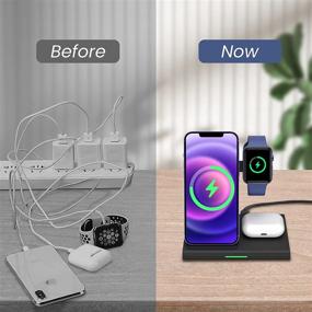 img 1 attached to 🔌 LAUDTEC Wireless Charger Stand: 3-in-1 Charging Station for Apple Watch, iPhone, Samsung, and AirPods - Fast 15W Qi Charging, Portable USB iWatch Charger