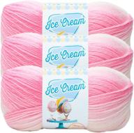 🍓 (3 pack) lion brand yarn ice cream baby yarn, strawberry: soft and sweet yarn for knitting and crochet projects logo