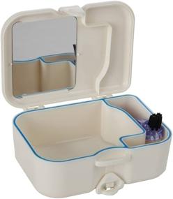 img 1 attached to 🦷 Коробка для хранения съемных зубных протезов с зеркалом и щеткой - прочная, компактная и не пропускающая жидкость - идеальна для зубных протезов и защитных накладок на зубы - Home-X