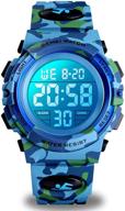 waterproof kids digital sports watch: 7 colorful led, alarm, stopwatch, luminous silicone band logo