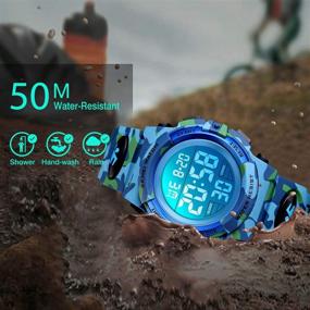 img 2 attached to Waterproof Kids Digital Sports Watch: 7 Colorful LED, Alarm, Stopwatch, Luminous Silicone Band