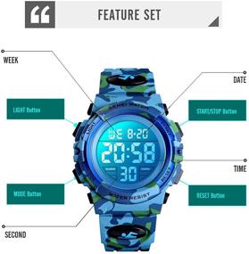 img 1 attached to Waterproof Kids Digital Sports Watch: 7 Colorful LED, Alarm, Stopwatch, Luminous Silicone Band