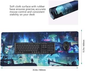 img 2 attached to 🖱️ Imegny Extended Gaming Mouse Pad – Portable Keyboard & Mouse Mat with Stitched Edges and Non-Slip Rubber Base (90x40 Green city005)