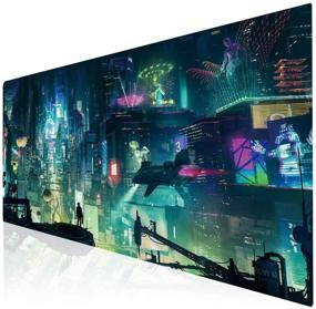 img 4 attached to 🖱️ Imegny Extended Gaming Mouse Pad – Portable Keyboard & Mouse Mat with Stitched Edges and Non-Slip Rubber Base (90x40 Green city005)
