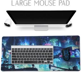 img 3 attached to 🖱️ Imegny Extended Gaming Mouse Pad – Portable Keyboard & Mouse Mat with Stitched Edges and Non-Slip Rubber Base (90x40 Green city005)