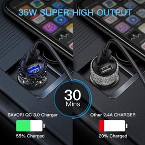 img 1 attached to 🚗 Dual USB Car Charger with Quick Charge 3.0 - Bling Car Adapter for iPhone 11/11 Pro/Max/XS/XR/X/10, iPad, Samsung S10/S10+/S9, Google Pixel 4/4 XL, and More - Fast Charging Capability