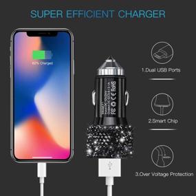 img 3 attached to 🚗 Dual USB Car Charger with Quick Charge 3.0 - Bling Car Adapter for iPhone 11/11 Pro/Max/XS/XR/X/10, iPad, Samsung S10/S10+/S9, Google Pixel 4/4 XL, and More - Fast Charging Capability