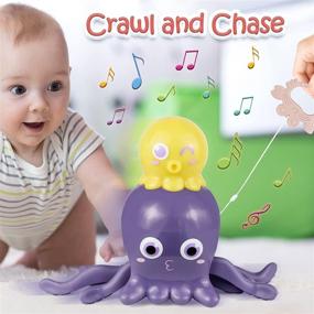 img 3 attached to 🐙 COLOROUND Octopus Baby Musical Crawling Toys - Push & Pull Walking Learning Drag Toys for Babies 6-12, 12-18 Months, Toddlers 1-3 Year Old - Music & Light Up Developmental Toy Gift for Boys & Girls aged 1, 2, 3 Years Old