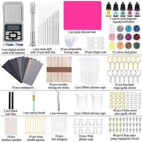 img 1 attached to 309-Piece Epoxy Resin Starter Kit with Resin Tools, Craft Supplies, Pocket Scale, Silicone Mat, Measuring Cup, Resin Drill, Sandpaper, Glitter, Pigment, and Keychain Rings for DIY Jewelry Making and Casting Art