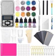 309-piece epoxy resin starter kit with resin tools, craft supplies, pocket scale, silicone mat, measuring cup, resin drill, sandpaper, glitter, pigment, and keychain rings for diy jewelry making and casting art logo