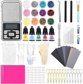 img 4 attached to 309-Piece Epoxy Resin Starter Kit with Resin Tools, Craft Supplies, Pocket Scale, Silicone Mat, Measuring Cup, Resin Drill, Sandpaper, Glitter, Pigment, and Keychain Rings for DIY Jewelry Making and Casting Art