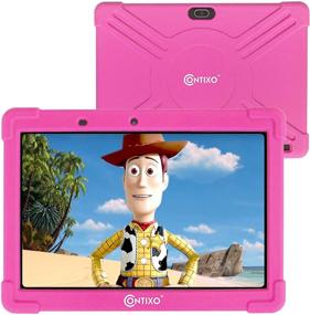 img 4 attached to 📱 Contixo Kids Tablet K101A: 10-inch HD Toddler Tablet with Camera, Parental Control, Android 10, 32GB, WiFi, Pink + Learning Apps & Kid-Proof Case