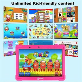 img 1 attached to 📱 Contixo Kids Tablet K101A: 10-inch HD Toddler Tablet with Camera, Parental Control, Android 10, 32GB, WiFi, Pink + Learning Apps & Kid-Proof Case