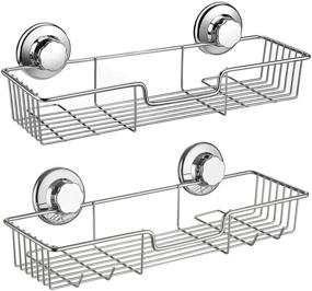 img 4 attached to 🚿 SANNO Stainless Steel Shower Caddy with Powerful Suction Cup Hooks - Rustproof Bathroom Organizer Combo Set for Shampoo, Conditioner, and Bath Accessories (Pack of 2)