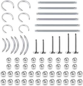 img 2 attached to Vcmart Surgical Steel Body Piercing Jewelry: Replacement Balls, Curved Barbell, Horseshoe Lip Labret, Rook Daith Eyebrow Piercing, Straight Bar, Industrial Barbell - 14G 16G, 32mm 35mm 38mm Parts