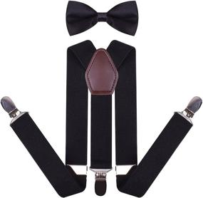 img 1 attached to 👔 Stylish Leather Suspenders and Pre Tied Bowtie Set for Men and Boys - YJDS