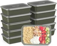 🍱 bentgo prep 1-compartment meal-prep containers with custom-fit lids - microwaveable, durable, reusable, bpa-free, freezer and dishwasher safe food storage containers - 10 trays &amp; 10 lids in khaki green логотип