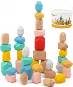 img 4 attached to 🪵 Wooden Balancing Blocks for Children by Pidoko