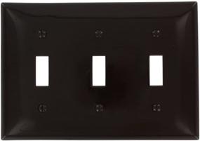 img 1 attached to Enhance the Look of Your Switches with Leviton 80711 3-Gang Toggle Wallplate in Brown