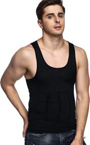 img 1 attached to Odoland Men's Slimming Tummy Vest: 3-Pack Body Shaper Thermal Compression Shirt | Tank Top Shapewear