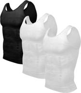 odoland men's slimming tummy vest: 3-pack body shaper thermal compression shirt | tank top shapewear logo