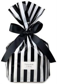 img 3 attached to Pack of 50 ZOOYOO Clear Cello Bags with Black Stripes - Plastic Candy Party Favor Treat Bags
