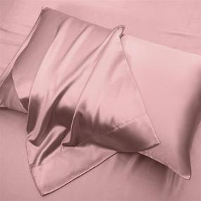 img 3 attached to 🛏️ Chvonttow 4 Piece Satin Sheets Queen Size - Luxury Silky Satin Bed Sheets Set, Wrinkle, Fade & Stain Resistant, Deep Pocket Fitted Sheet + Flat Sheet + Pillowcases (Champagne)